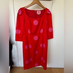 Kate Spade Vibrant Red Dress with Pink Polka Dots